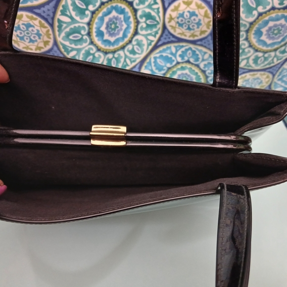 Vintage Nat Lewis Patent Leather Top Handle Handbag - Picture 7 of 13